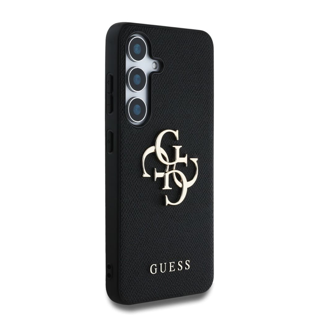 Zadní kryt Guess PU Grained 4G Metal Logo pro Samsung Galaxy S25 Black - náhled 4