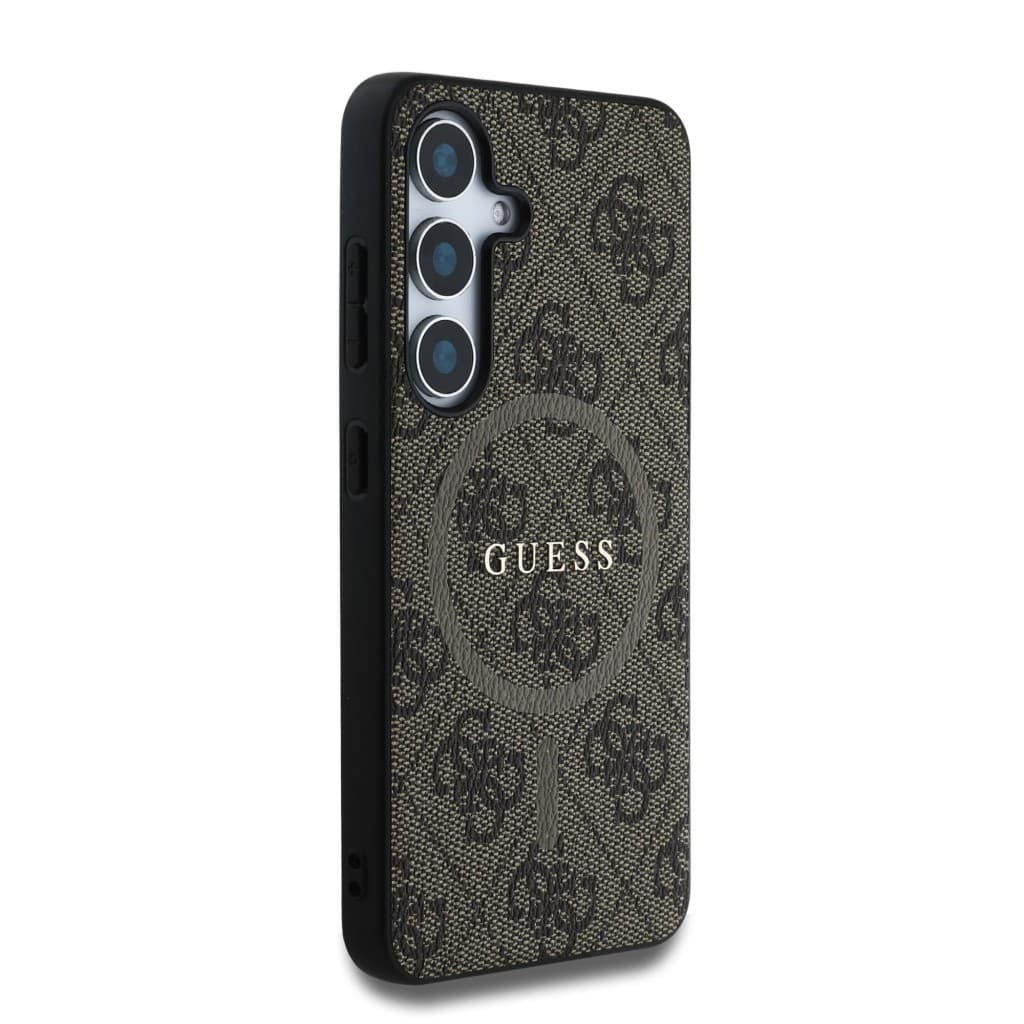 Zadní kryt Guess PU Leather 4G Colored Ring MagSafe pro Samsung Galaxy S25 Brown - náhled 4