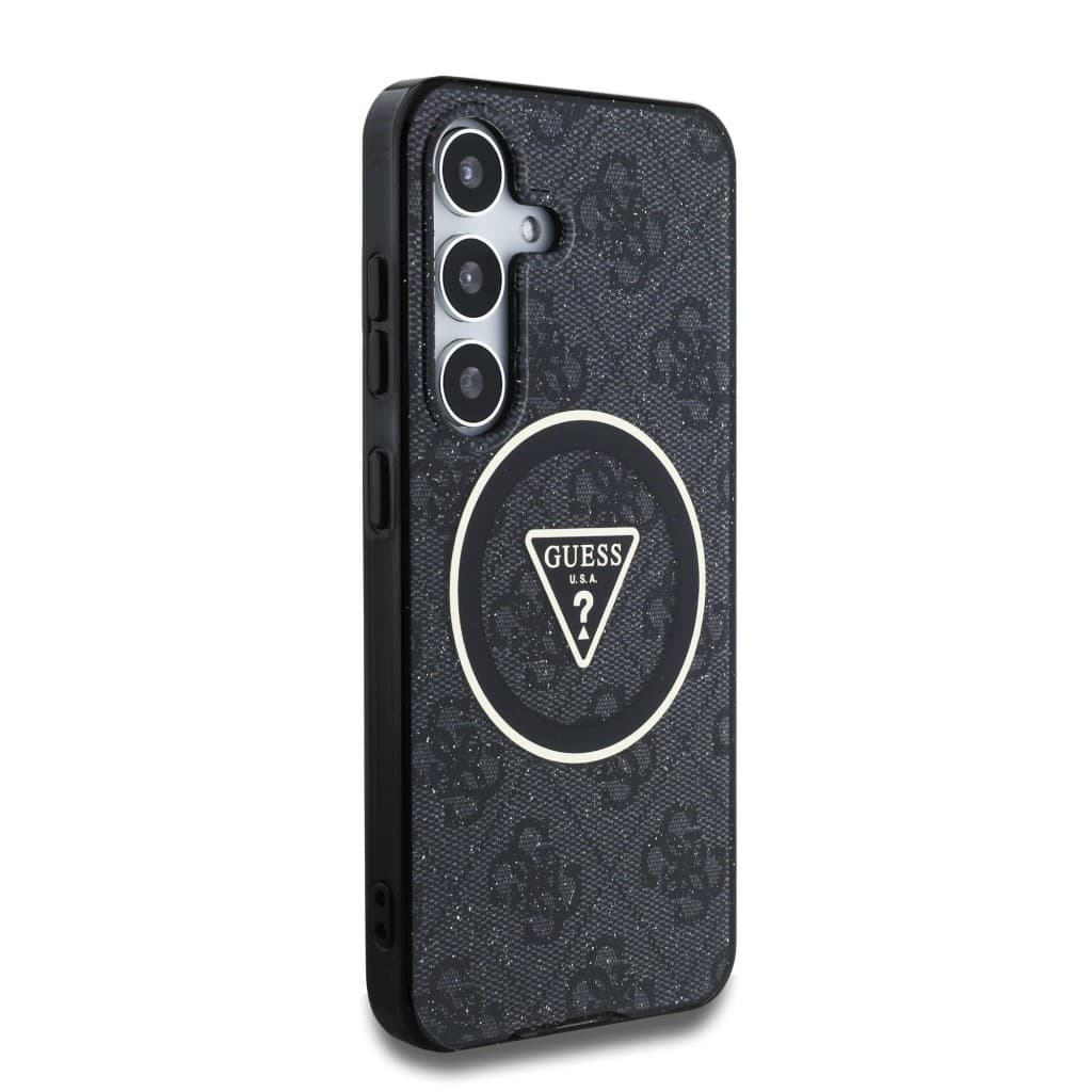 Zadní kryt Guess IML 4G Glitter and Triangle Logo MagSafe pro Samsung Galaxy S25 Black - náhled 4