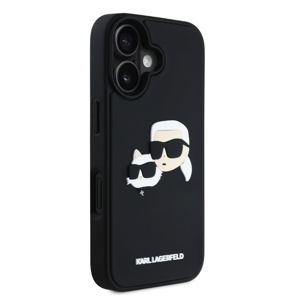 Zadní kryt Karl Lagerfeld 3D Rubber Double Heads pro iPhone 16 Black - náhled 4