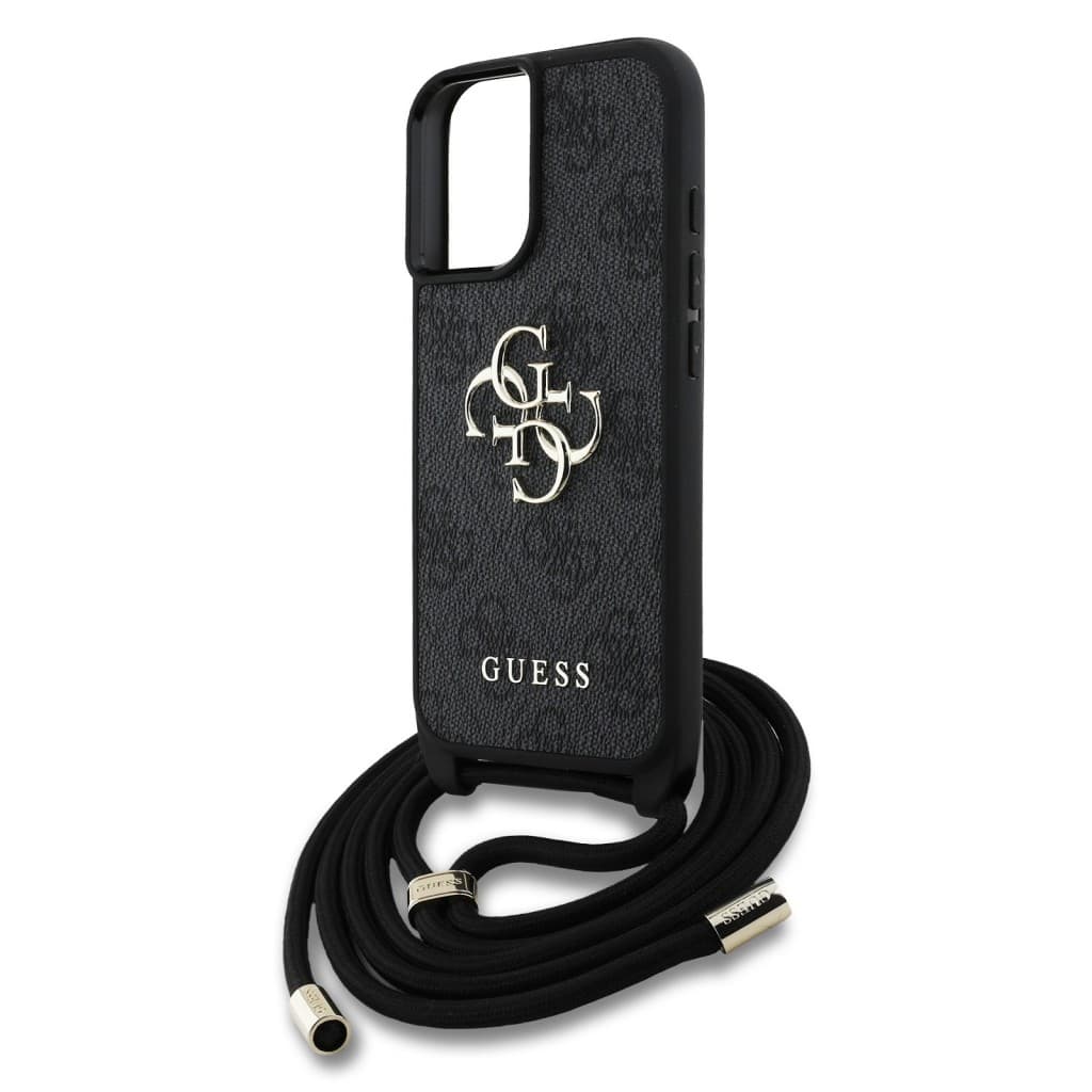 Zadní kryt Guess PU 4G Metal Logo Crossbody Popruh pro iPhone 16 Black - náhled 4