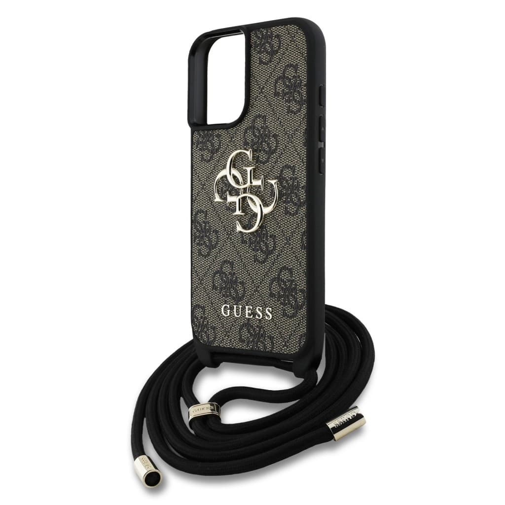 Zadní kryt Guess PU 4G Metal Logo Crossbody Popruh pro iPhone 16 Brown - náhled 4