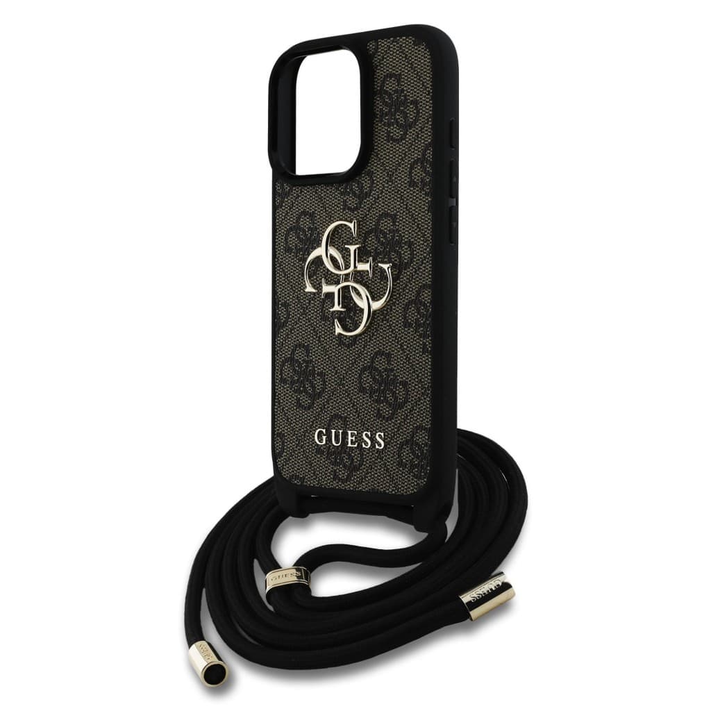 Zadní kryt Guess PU 4G Metal Logo Crossbody Popruh pro iPhone 15 Pro Max Brown - náhled 4