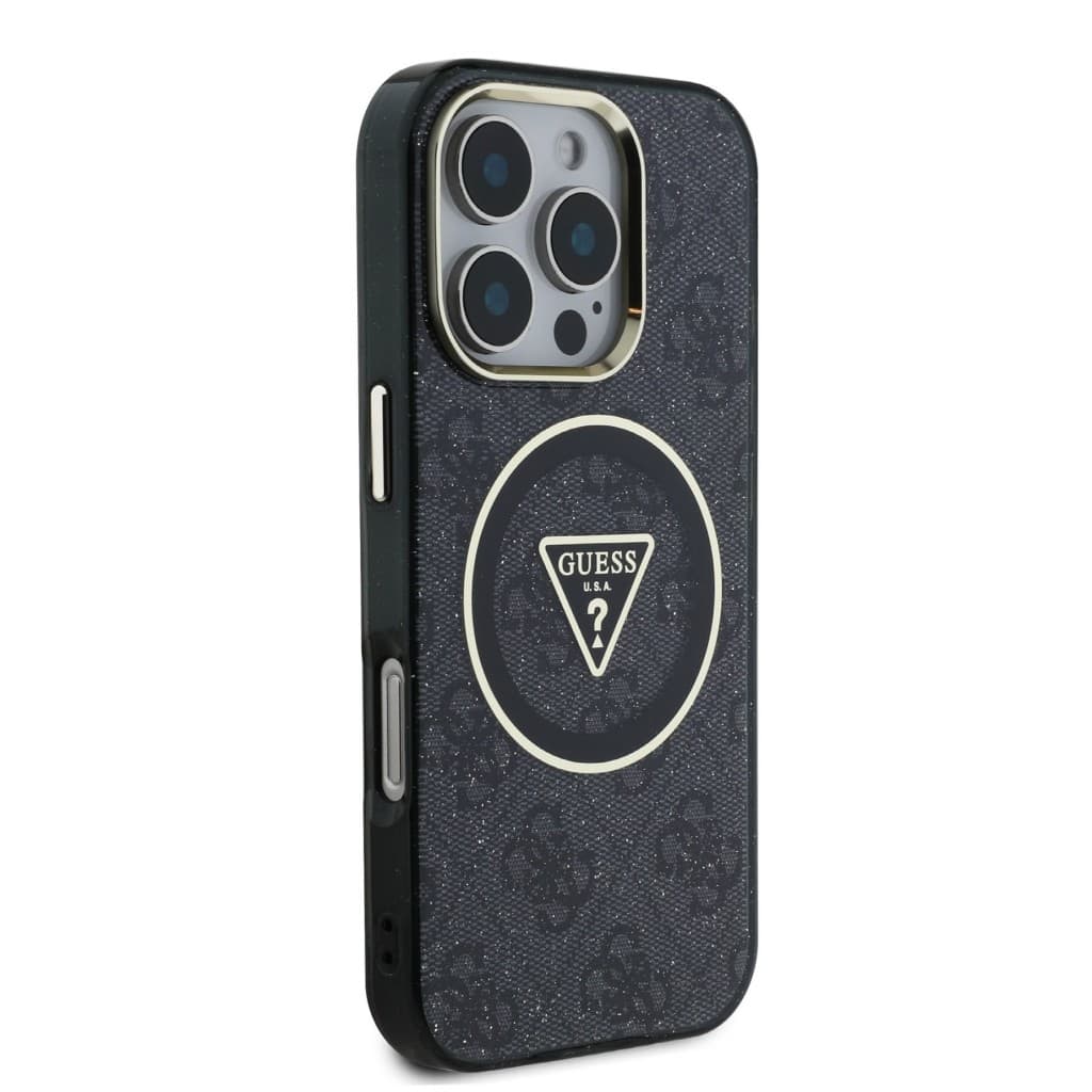 Zadní kryt Guess IML 4G Glitter and Triangle Logo MagSafe pro iPhone 16 Pro Max Black - náhled 4