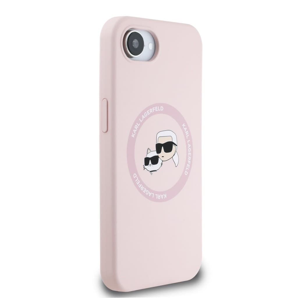 Zadní kryt Karl Lagerfeld Liquid Silicone K&amp;CH Heads MagSafe pro iPhone 16e Pink - náhled 4