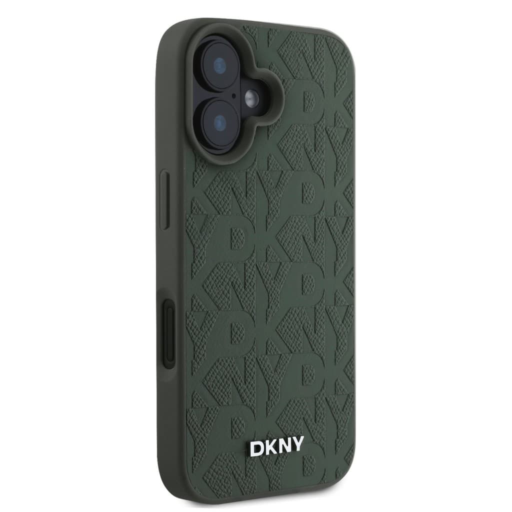 Zadní kryt DKNY PU Leather Grid Pattern Magsafe pro iPhone 16 Green - náhled 4