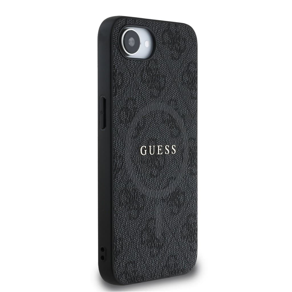 Zadní kryt Guess PU Leather 4G Colored Ring MagSafe pro iPhone 16e Black - náhled 4