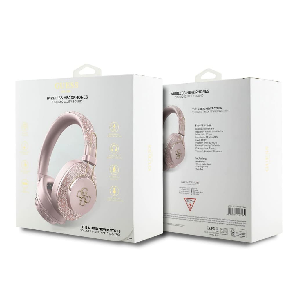Bezdrátová sluchátka Guess PU 4G Metal Logo ENC Pink - náhled 4