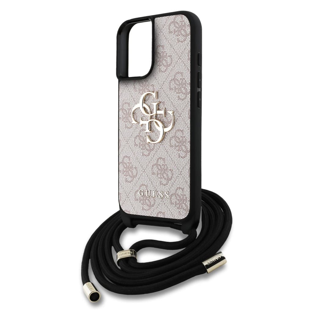 Zadní kryt Guess PU 4G Metal Logo Crossbody Popruh pro iPhone 16 Pink - náhled 4