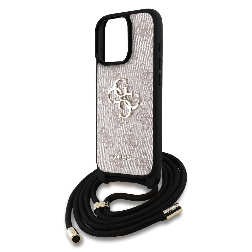 Zadní kryt Guess PU 4G Metal Logo Crossbody Popruh pro iPhone 15 Pro Pink - náhled 4