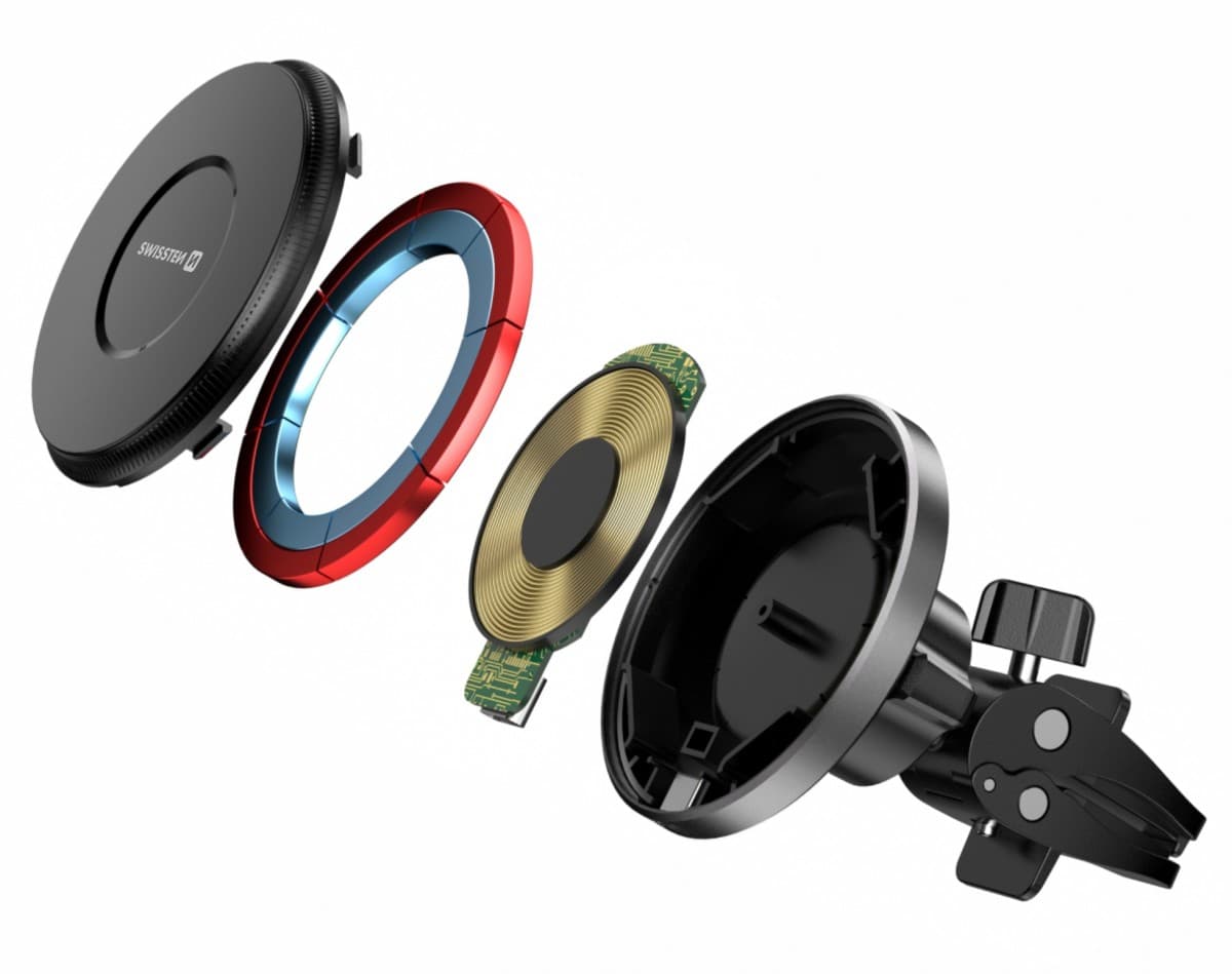 Magnetický držák do auta Swissten Airhold do ventilace s bezdrátovým nabíjením 15W-7,5W (kompatibilní s magsafe) - náhled 4