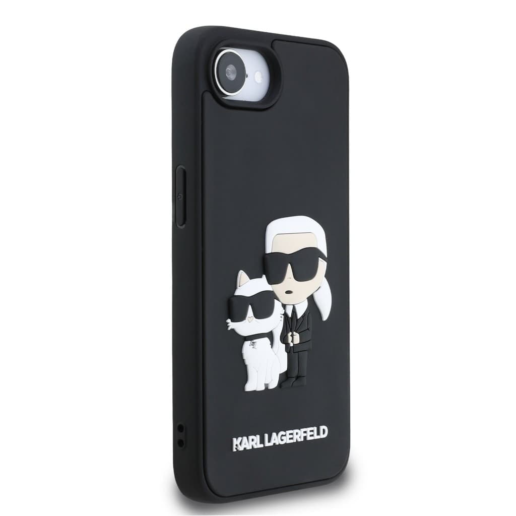 Zadní kryt Karl Lagerfeld 3D Rubber Karl and Choupette pro iPhone 16e Black - náhled 4