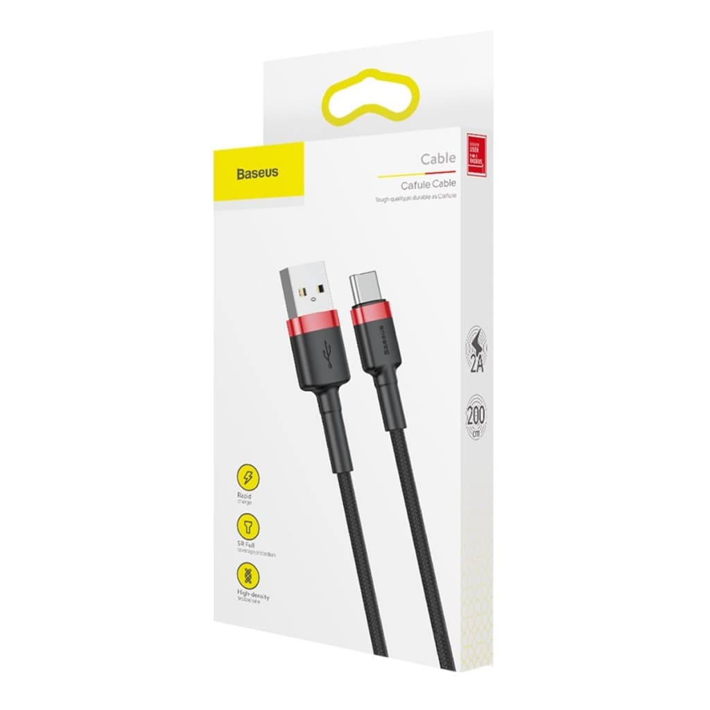 Datový kabel Baseus Cafule Series USB-A - USB-C 2A 2m Red-Black - náhled 4