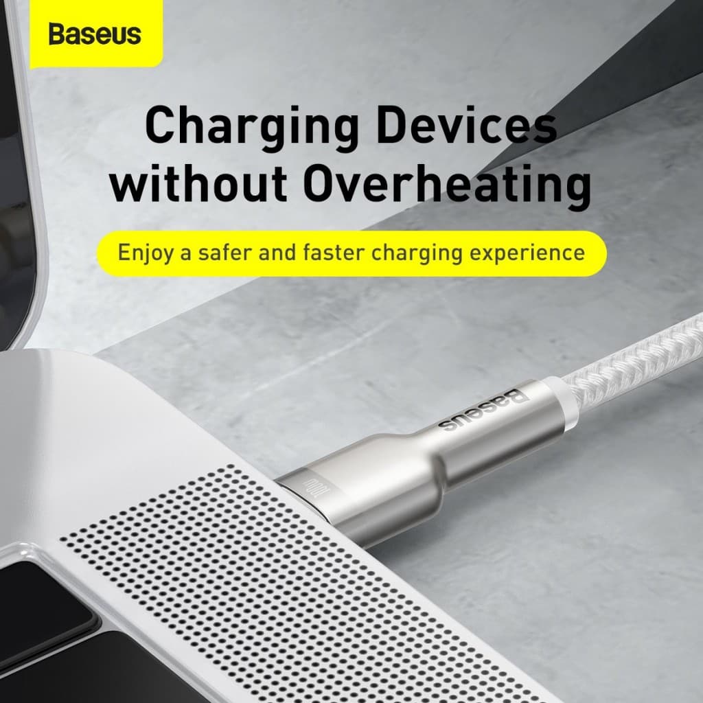 Datový kabel Baseus Cafule Metal Series USB-C - USB-C 100W 1m White - náhled 4