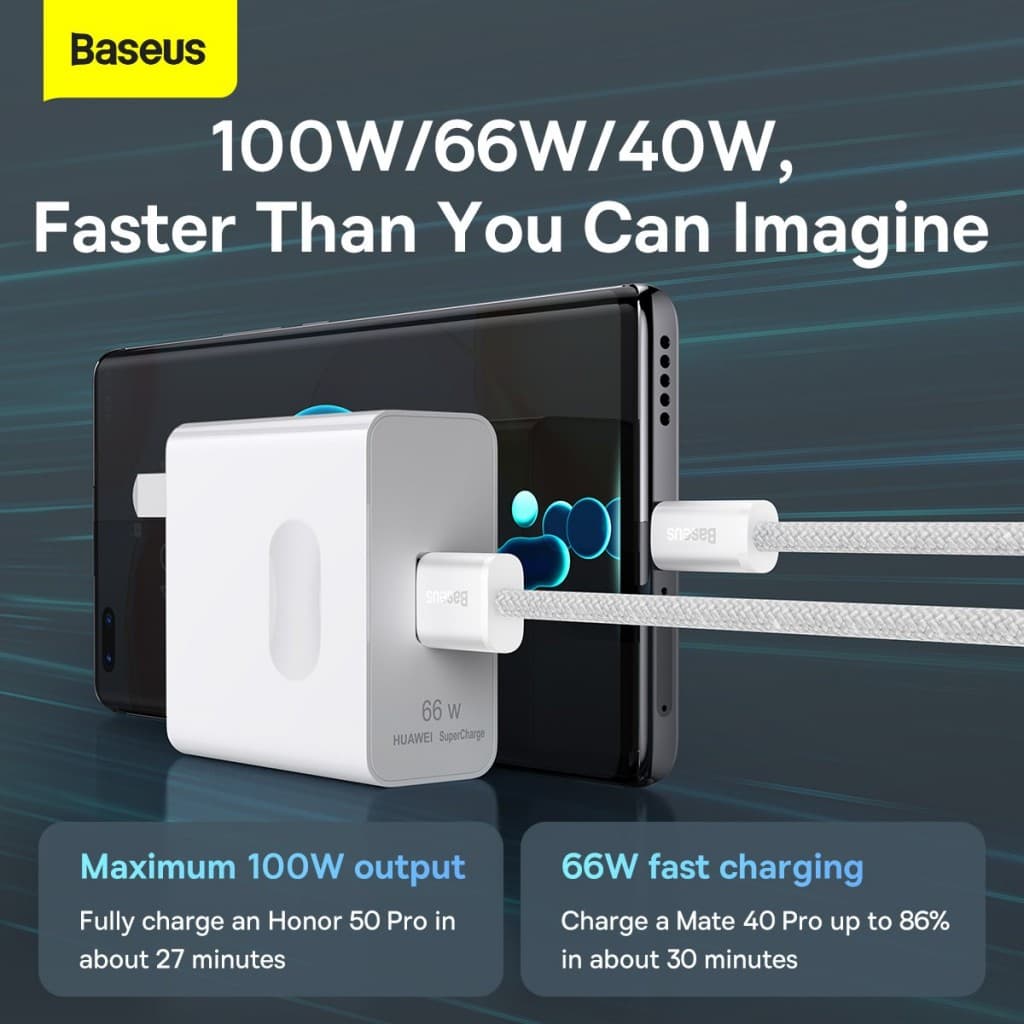 Datový kabel Baseus Dynamic Series Fast Charging USB-A - USB-C 100W 2m White - náhled 4
