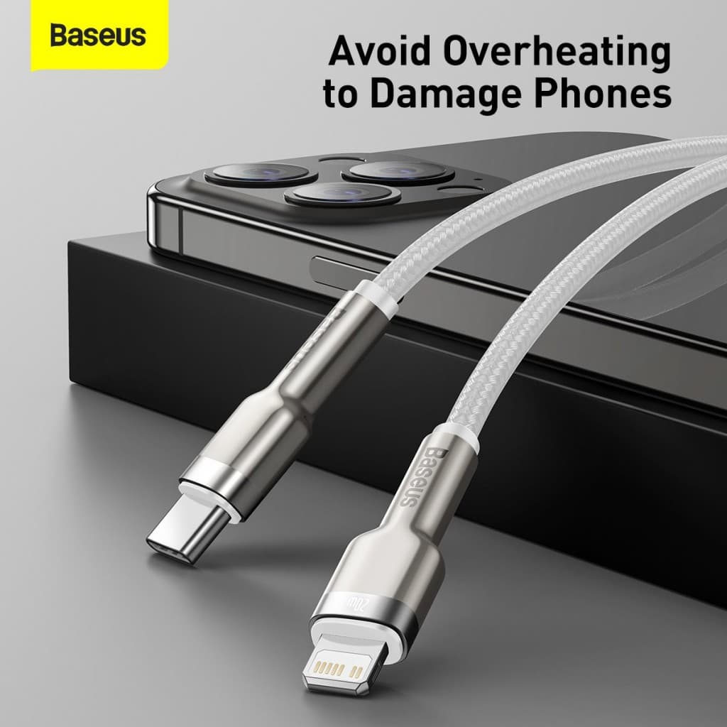 Datový kabel Baseus Cafule Metal Series USB-C - Lightning 20W 2m White - náhled 4