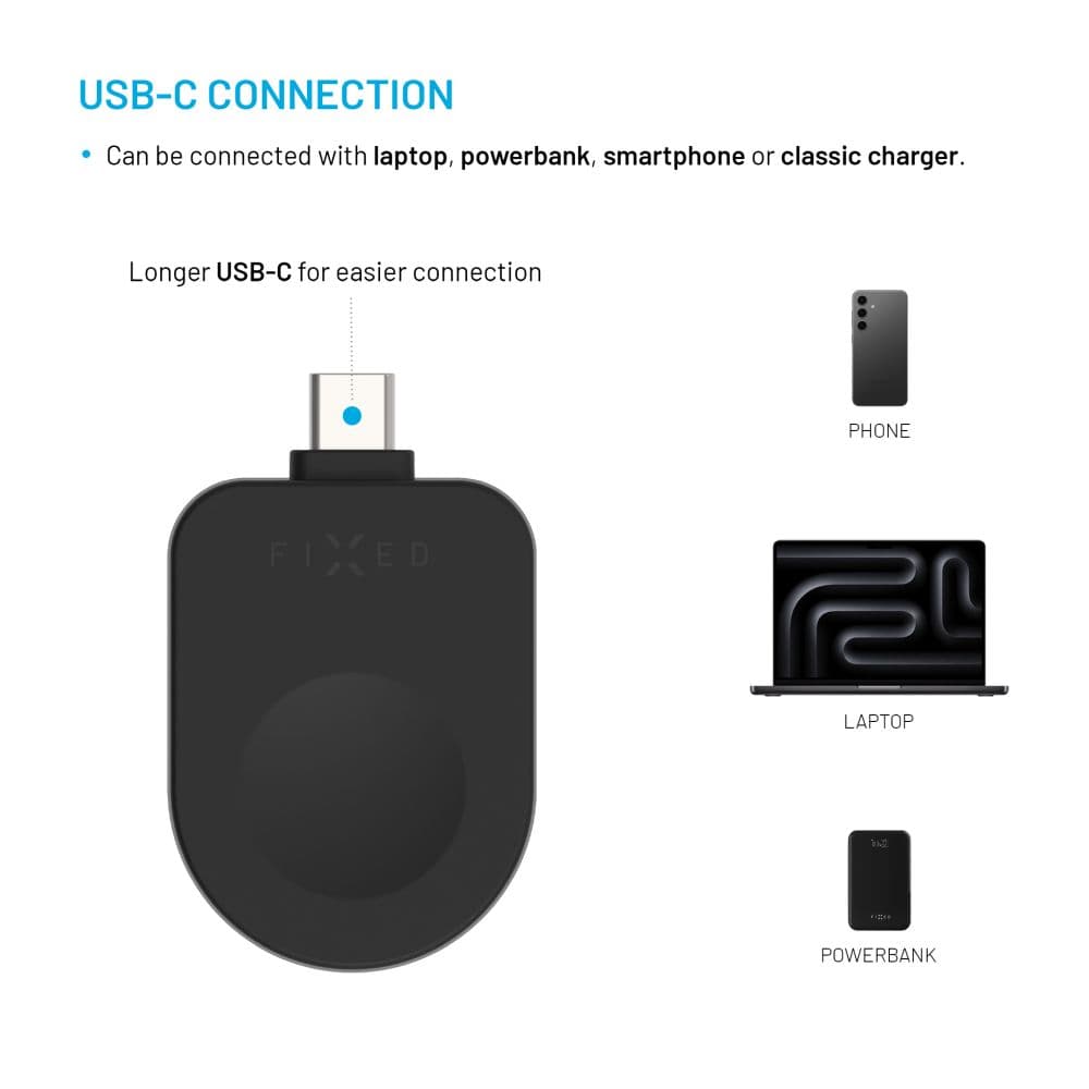 Nabíjecí USB-C adaptér FIXED pro Apple Watch kompatibilní s Powerstation Uni, černý - náhled 4