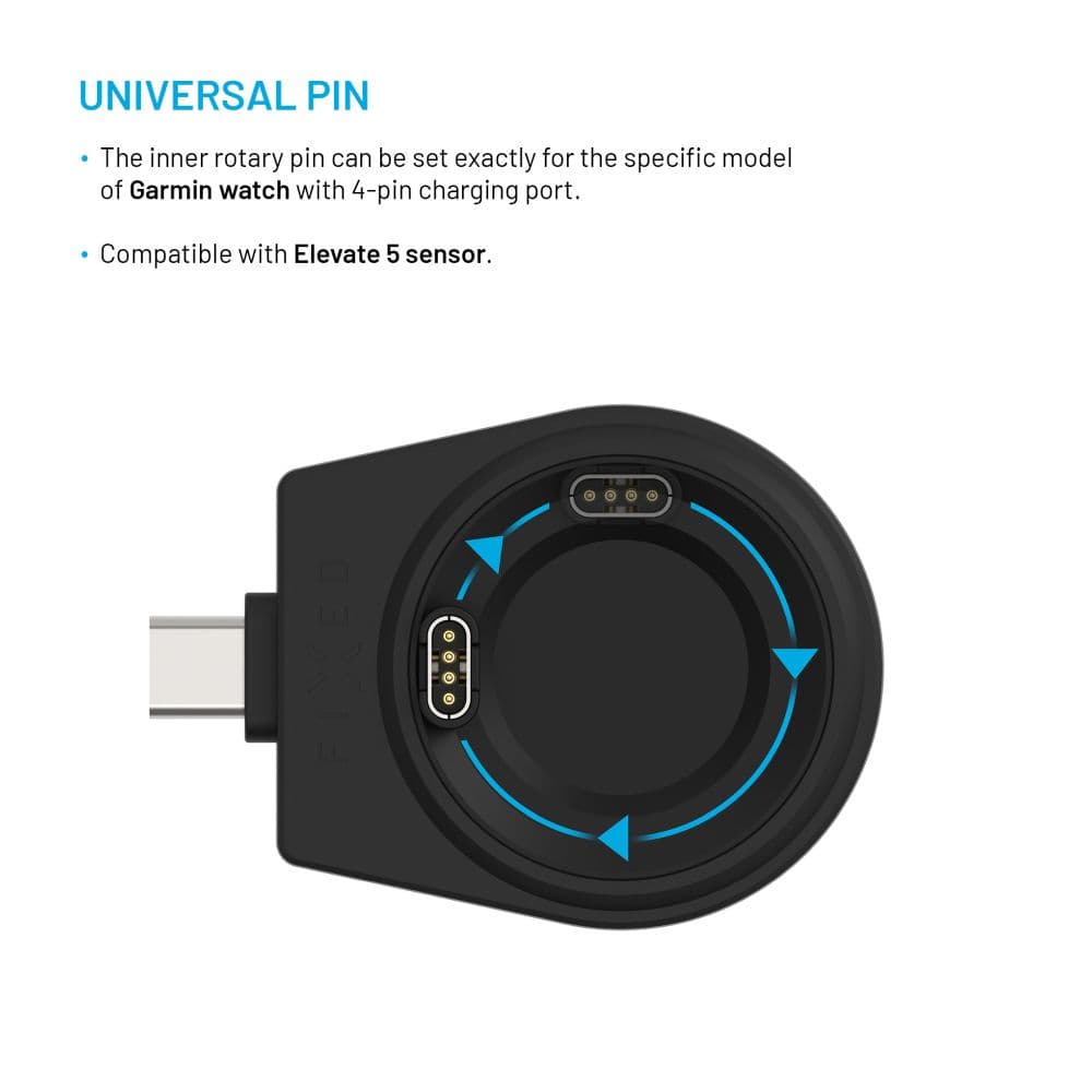 Nabíjecí USB-C adaptér FIXED pro smartwatch Garmin Fenix 5/6/7/7X/8, Epix, Venu 2/3/3S, Vívoactive 3/4/5, černý - náhled 4