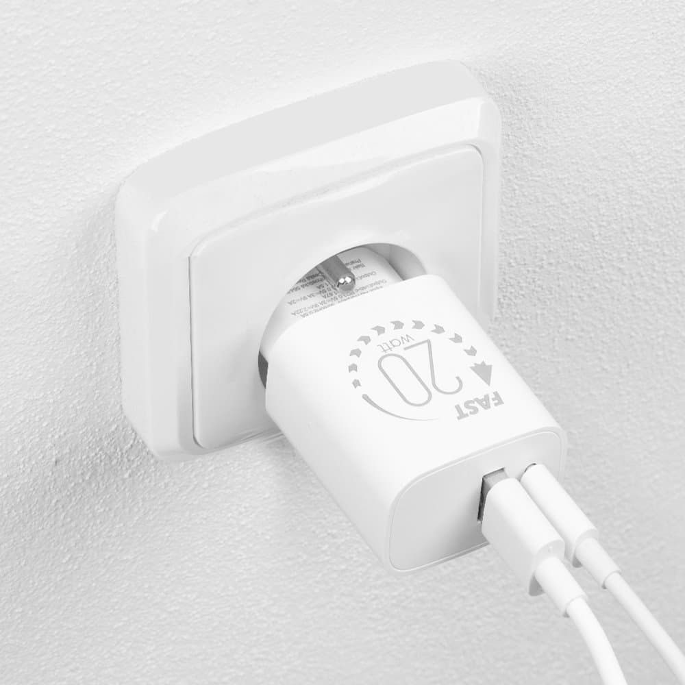 Rychlonabíječka OBAL:ME USB-A + USB-C 20W + 2x kabel 1m White - náhled 4