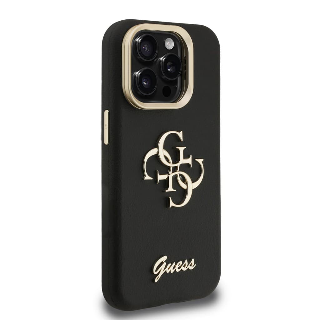 Zadní kryt Guess PU Grained 4G Logo Stand Camera Frame pro iPhone 15 Pro Black - náhled 4