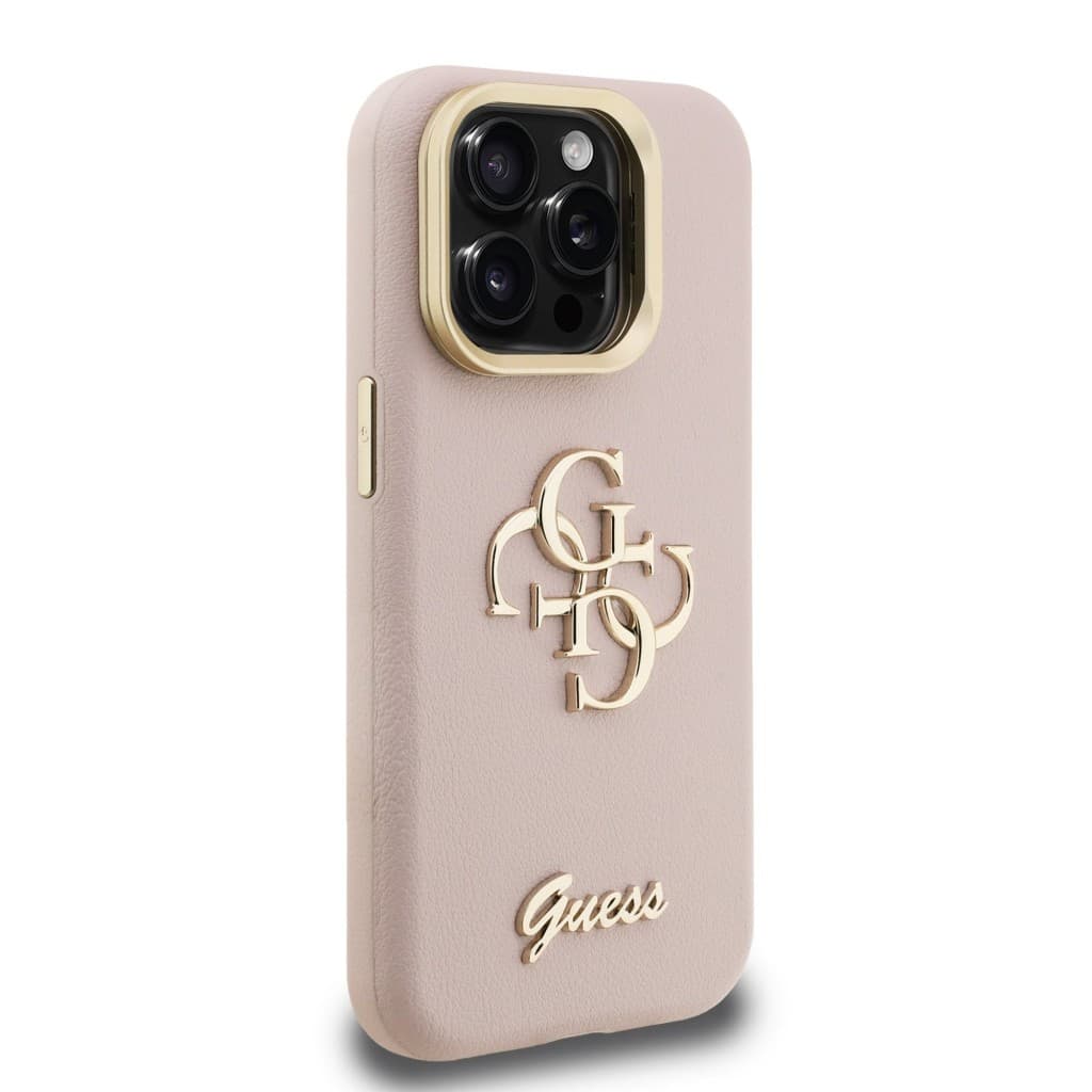 Zadní kryt Guess PU Grained 4G Logo Stand Camera Frame pro iPhone 15 Pro Pink - náhled 3