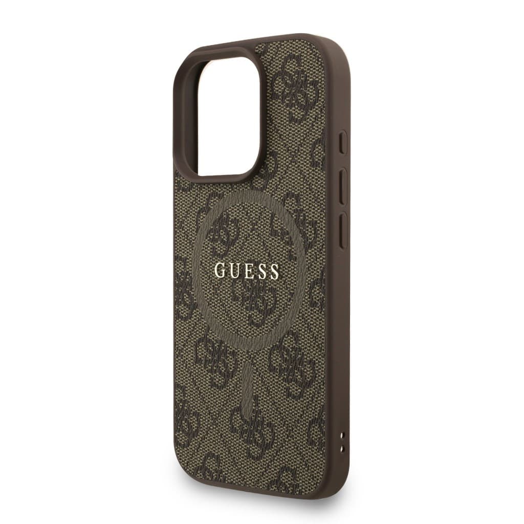 Zadní kryt Guess PU Leather 4G Colored Ring Strap MagSafe pro iPhone 16 Pro Max Brown - náhled 4