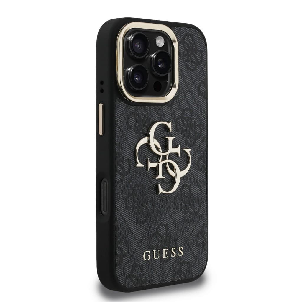 Zadní kryt Guess PU 4G Metal Logo Stand Camera Frame pro iPhone 16 Pro Black - náhled 4