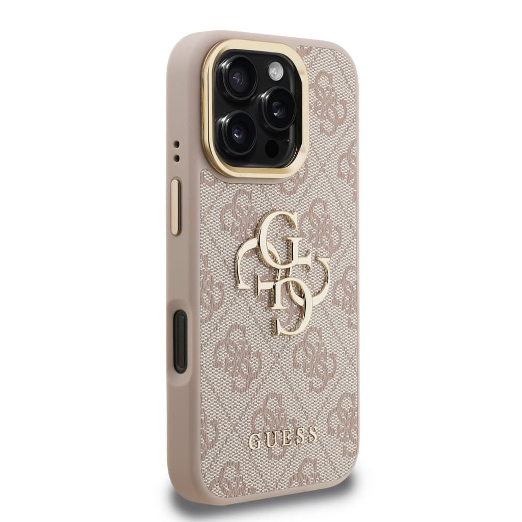 Zadní kryt Guess PU 4G Metal Logo Stand Camera Frame pro iPhone 16 Pro Pink - náhled 4