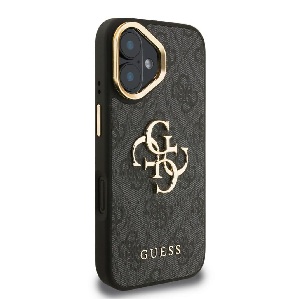 Zadní kryt Guess PU 4G Metal Logo Stand Camera Frame pro iPhone 16 Black - náhled 4