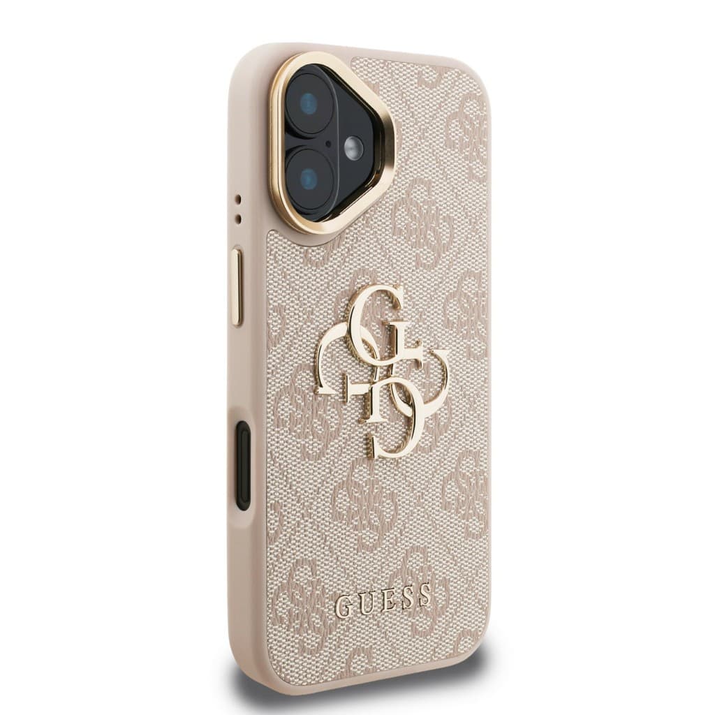Zadní kryt Guess PU 4G Metal Logo Stand Camera Frame pro iPhone 16 Pink - náhled 4