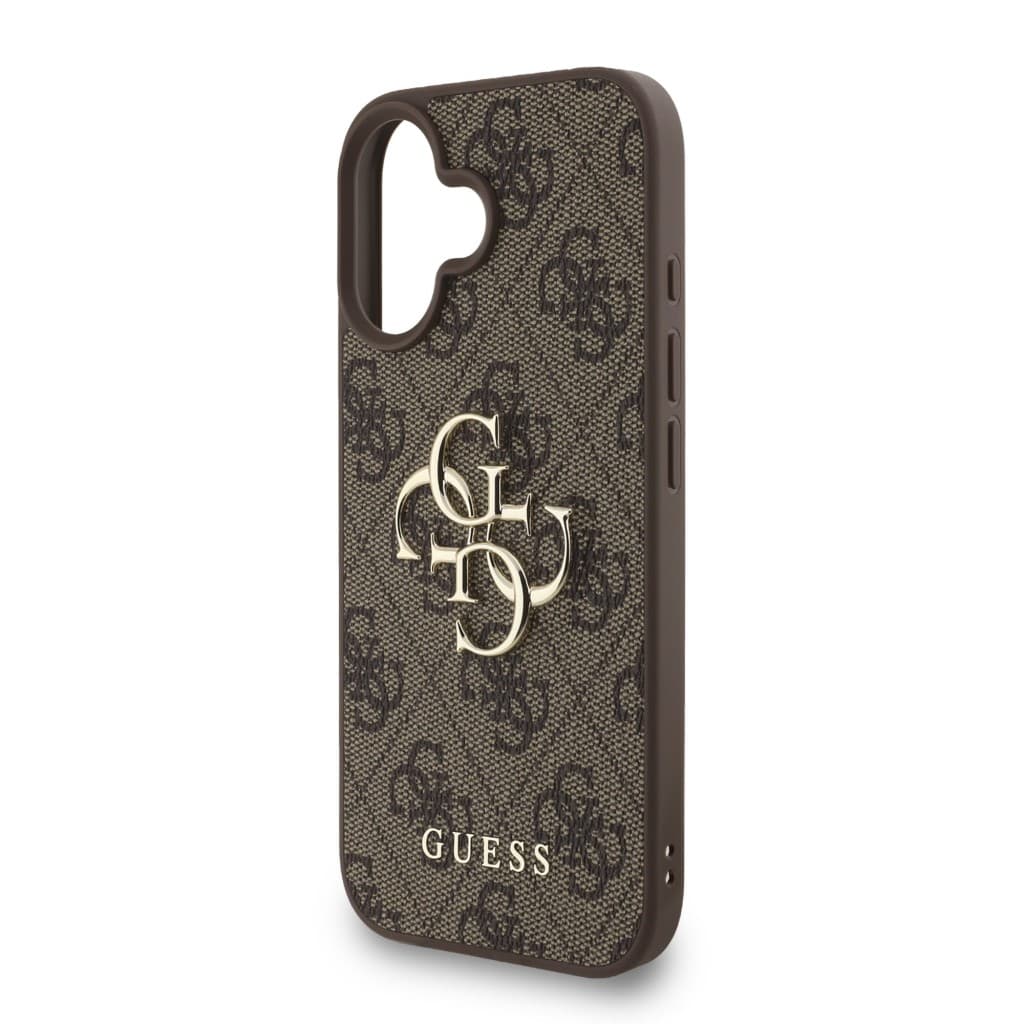 Zadní kryt Guess PU 4G Metal Logo Strap pro iPhone 16 Brown - náhled 4