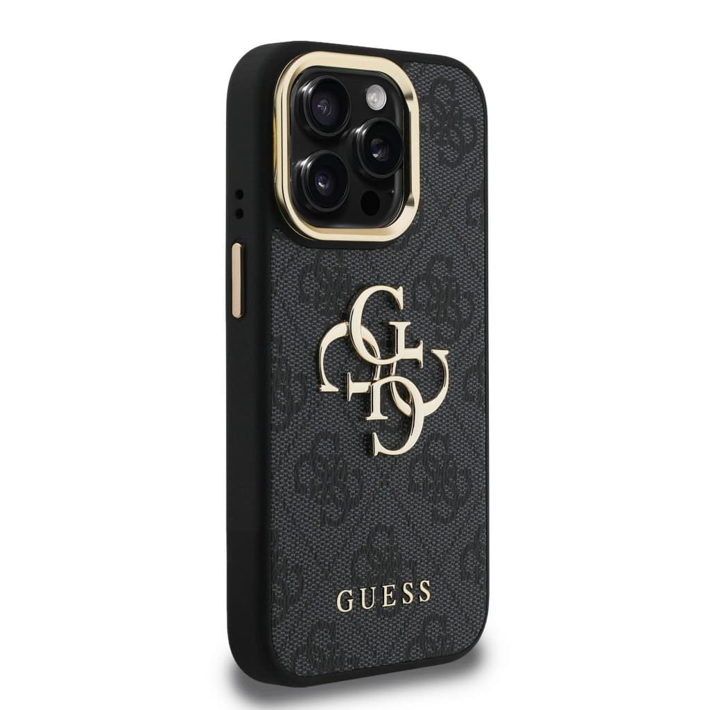 Zadní kryt Guess PU 4G Metal Logo Stand Camera Frame pro iPhone 15 Pro Max Black - náhled 4