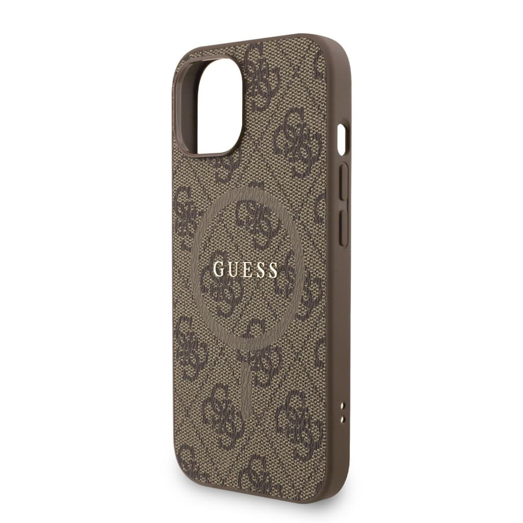 Zadní kryt Guess PU Leather 4G Colored Ring Strap MagSafe pro iPhone 15 Brown - náhled 4