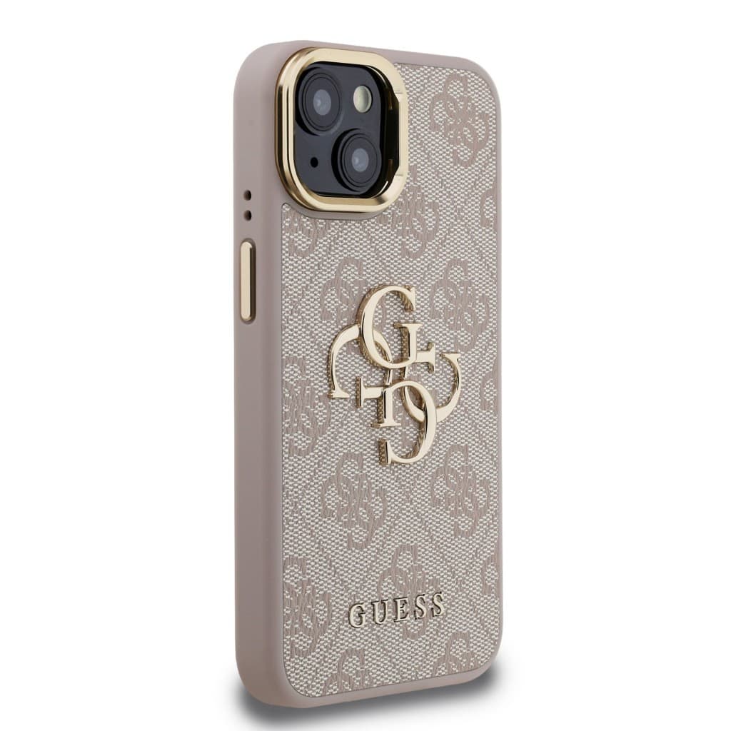 Zadní kryt Guess PU 4G Metal Logo Stand Camera Frame pro iPhone 15 Pink - náhled 4