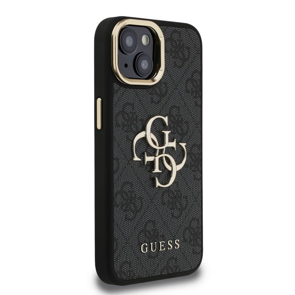 Zadní kryt Guess PU 4G Metal Logo Stand Camera Frame pro iPhone 13 Black - náhled 4