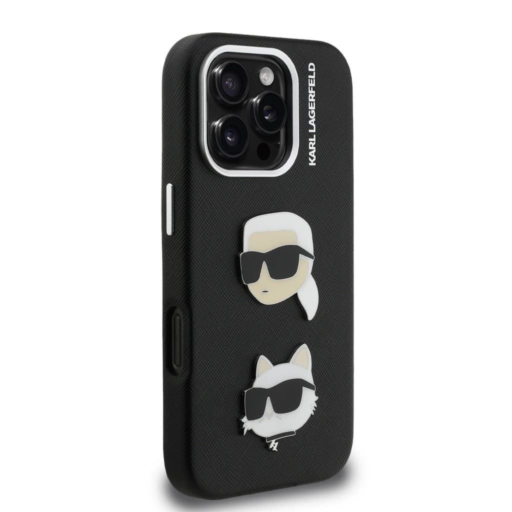 Zadní kryt Karl Lagerfeld Grained PU K&amp;CH Heads pro iPhone 16 Pro Black - náhled 4