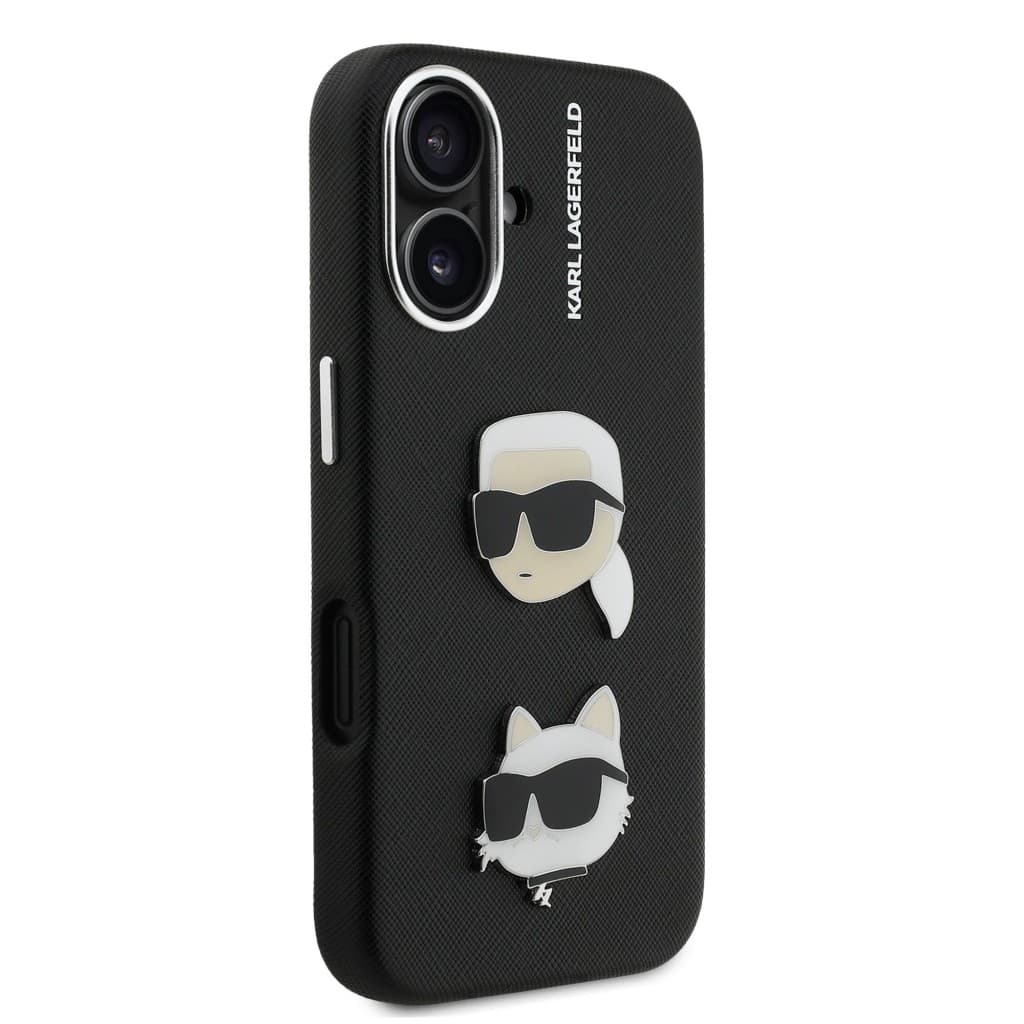 Zadní kryt Karl Lagerfeld Grained PU K&amp;CH Heads pro iPhone 16 Black - náhled 4