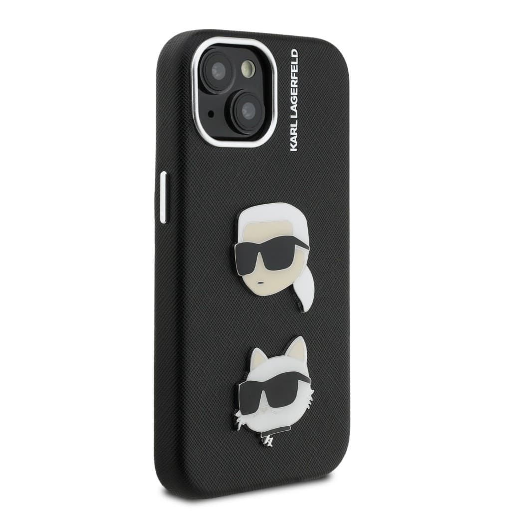 Zadní kryt Karl Lagerfeld Grained PU K&amp;CH Heads pro iPhone 15 Black - náhled 4