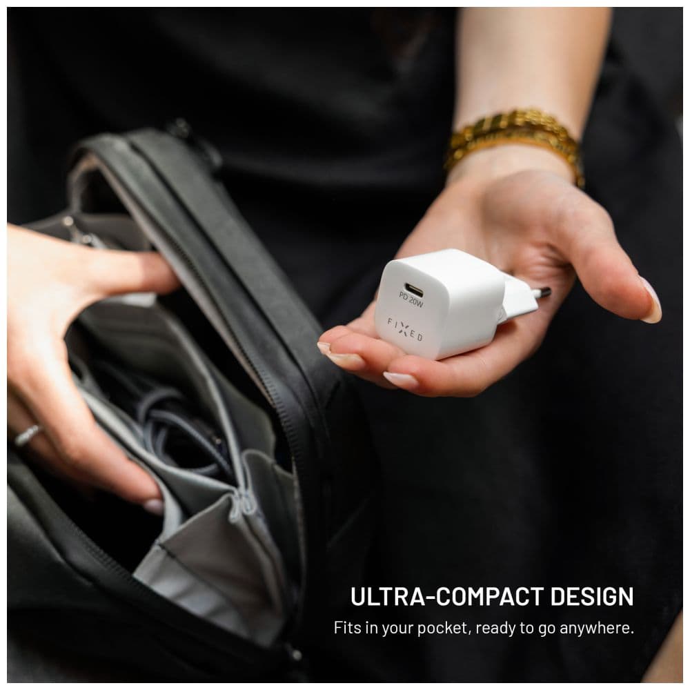 Adaptér FIXED Mini s USB-C výstupem a podporou PD, 20W, bílý - náhled 4