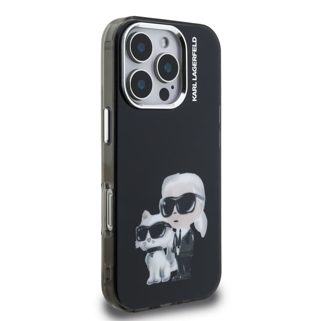 Zadní kryt Karl Lagerfeld IML Aquarelle Karl and Choupette pro iPhone 16 Pro Black - náhled 4