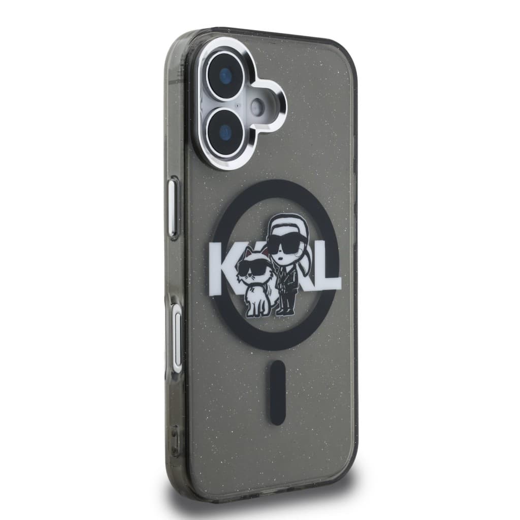 Zadní kryt Karl Lagerfeld IML Glitter Karl and Choupette Sketch MagSafe pro iPhone 16 Black - náhled 4