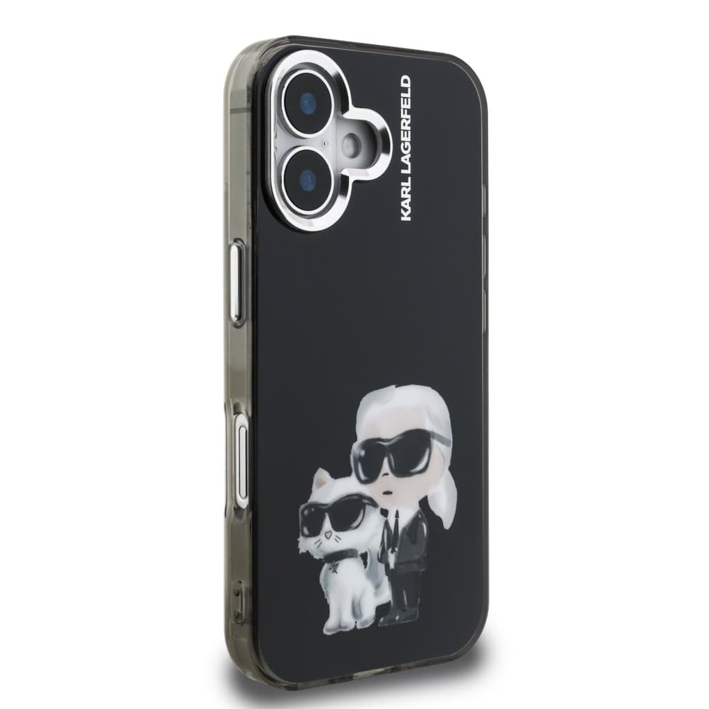 Zadní kryt Karl Lagerfeld IML Aquarelle Karl and Choupette pro iPhone 16 Black - náhled 4