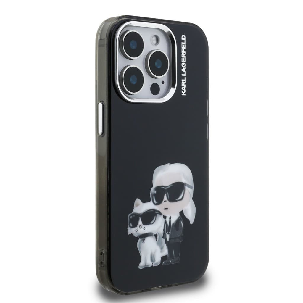 Zadní kryt Karl Lagerfeld IML Aquarelle Karl and Choupette pro iPhone 15 Pro Black - náhled 4