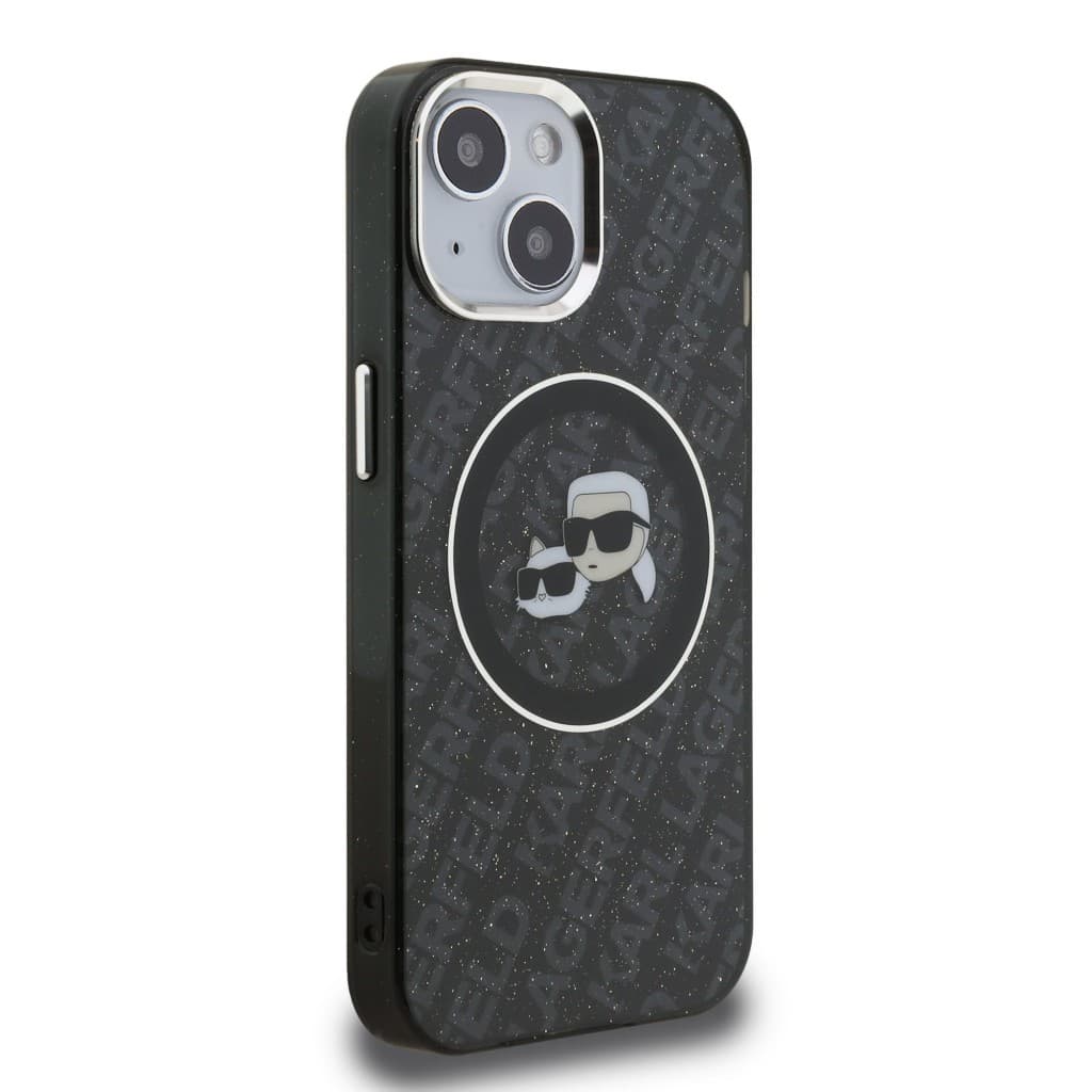 Zadní kryt Karl Lagerfeld IML K&amp;CH Heads Repeated Logo MagSafe pro iPhone 15 Black - náhled 4