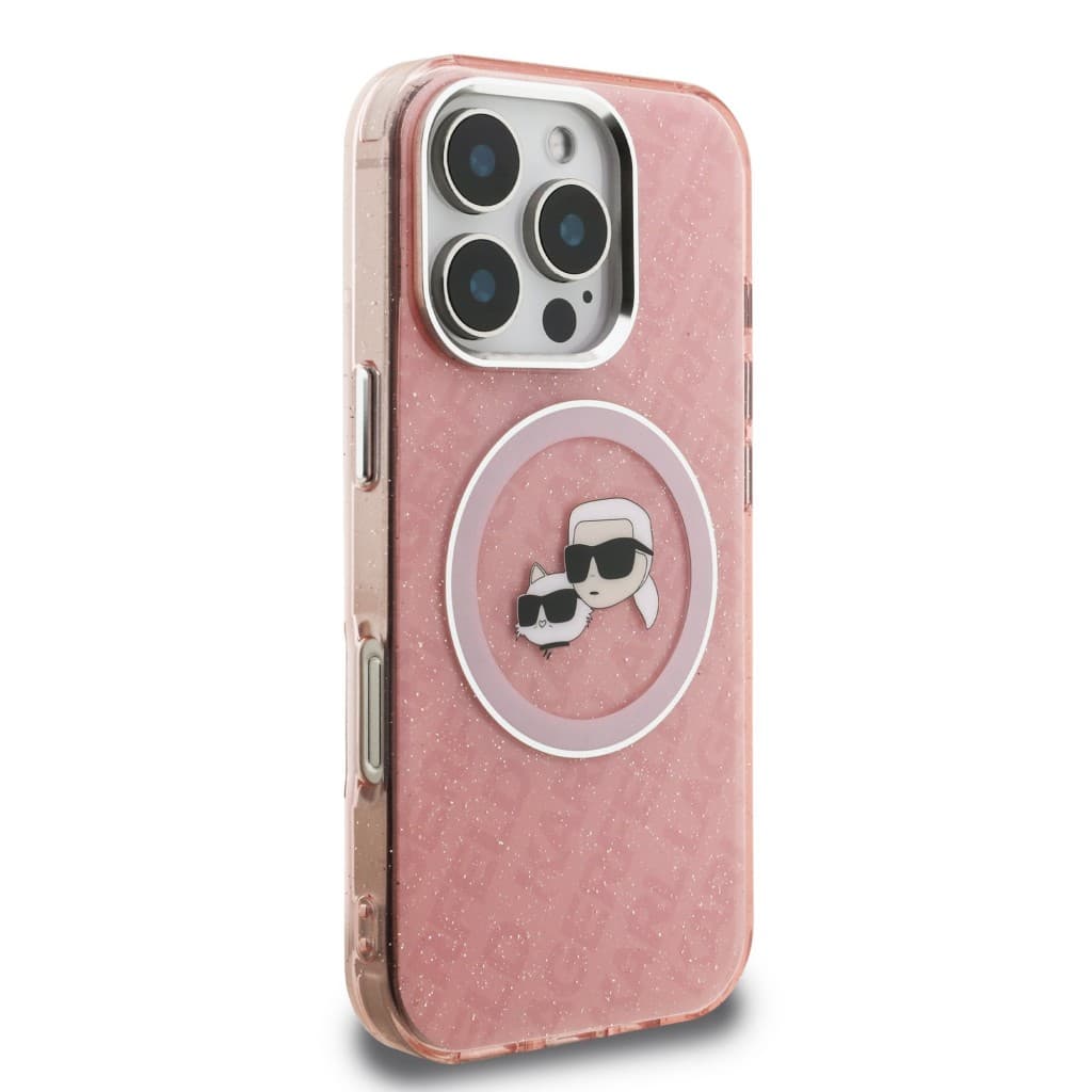 Zadní kryt Karl Lagerfeld IML K&amp;CH Heads Repeated Logo MagSafe pro iPhone 16 Pro Max Pink - náhled 4