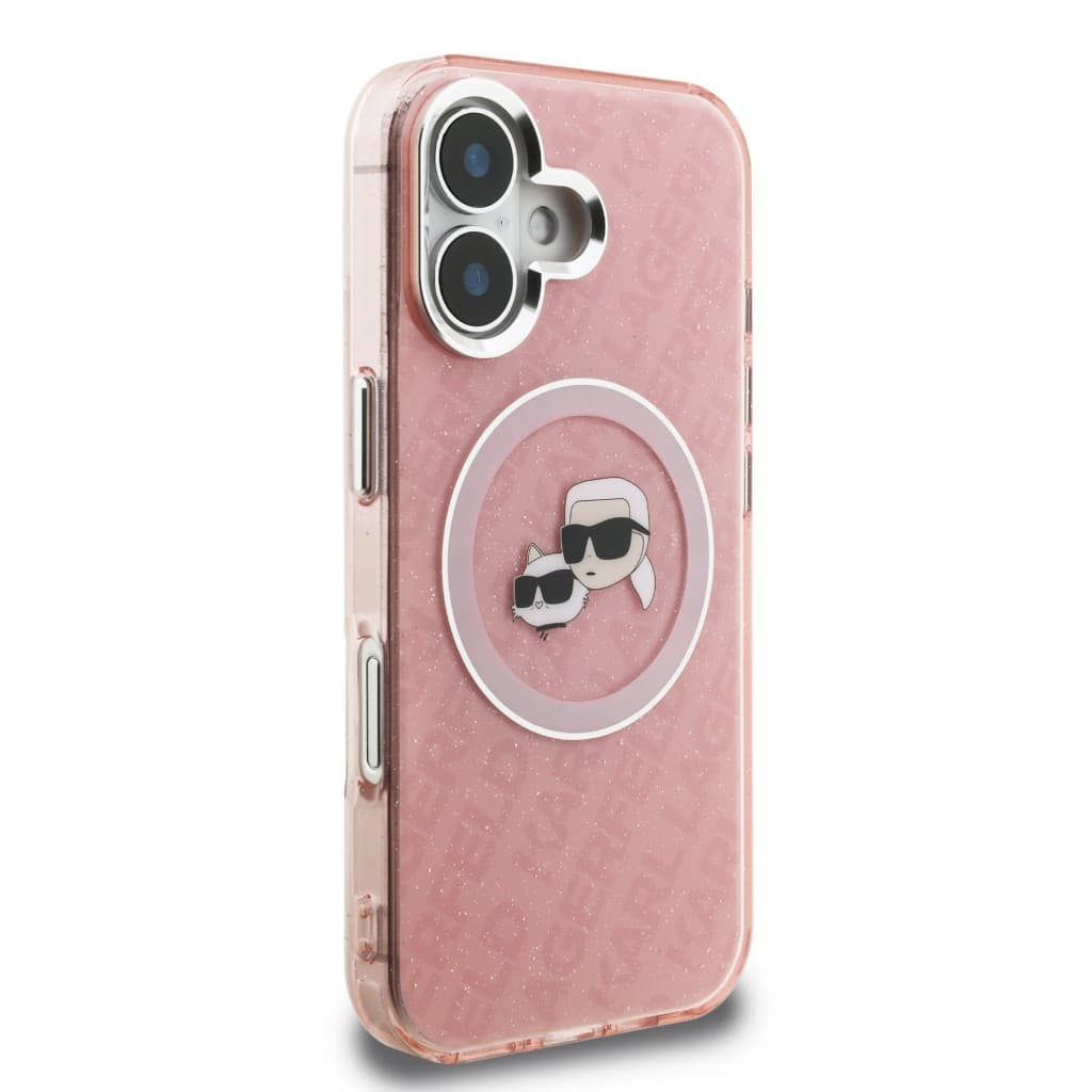 Zadní kryt Karl Lagerfeld IML K&amp;CH Heads Repeated Logo MagSafe pro iPhone 16 Pink - náhled 4