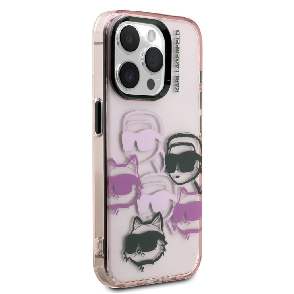 Zadní kryt Karl Lagerfeld IML Multi K&amp;CH Heads pro iPhone 15 Pro Max Pink - náhled 4