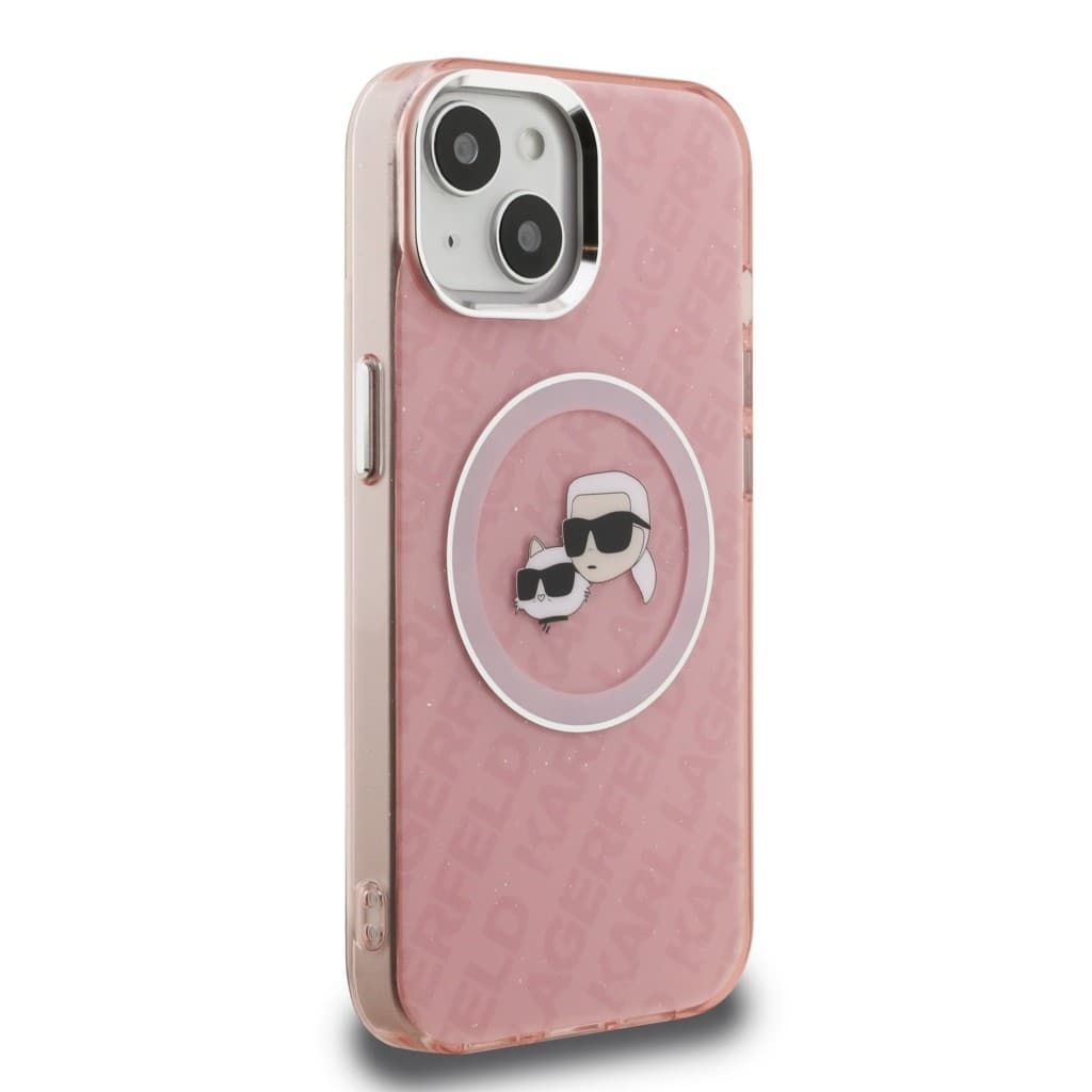 Zadní kryt Karl Lagerfeld IML K&amp;CH Heads Repeated Logo MagSafe pro iPhone 15 Pink - náhled 4