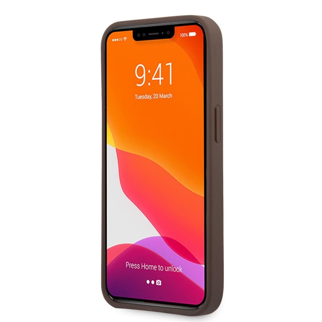 Guess PU 4G Metal Logo Zadní Kryt pro iPhone 13 Brown - náhled 4