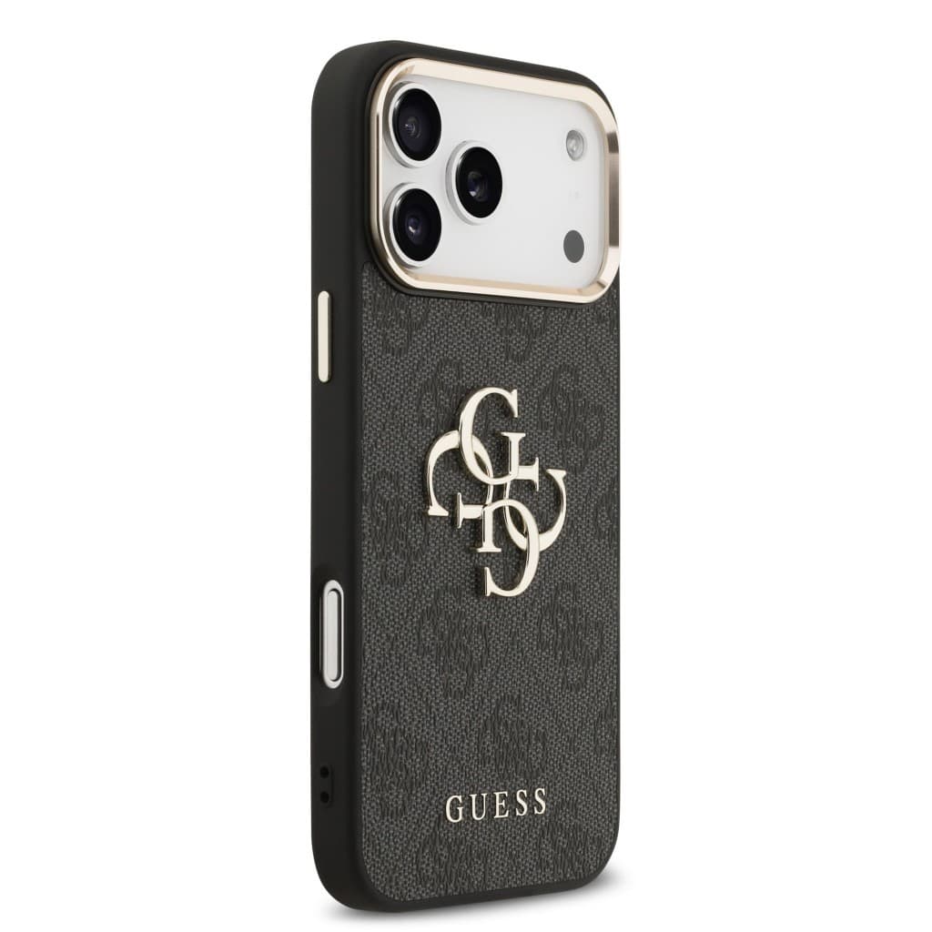 Zadní kryt Guess PU Leather 4G Metal Logo Gold Frame MagSafe pro iPhone 17 Pro Max Black - náhled 4